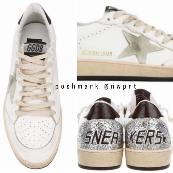 Golden Goose Shoes - GOLDEN GOOSE ★ Ball Star Ballstar White Black Silver Glitter Sneakers 37 7